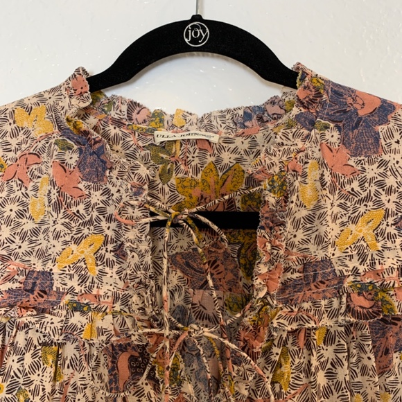 Ulla Johnson Remy Puff Sleeve Floral Blouse Womens 8 Cotton Blend Ivory Boho - Picture 4 of 16